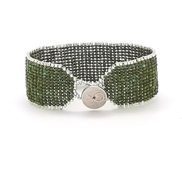 Brazalete Telar Plata Medio Liso Turquesa T